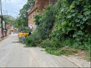 Equipes da Empav atuam na desobstrução de vias afetadas pelas chuvas em JF