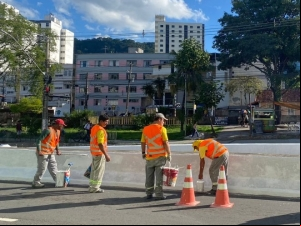 PJF segue com a revitalização dos canteiros centrais da Avenida Rio Branco